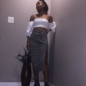 Grey  and black plaid skirt